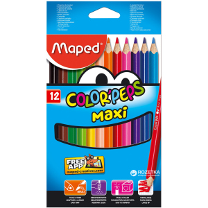 Олівці кольорові Maped Color Peps Maxi 12 кольорів (MP.834010) краща модель в Миколаєві