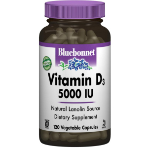 Вітаміни Bluebonnet Nutrition Вітамін D3 5000IU 120 гелевих капсул (743715003699) краща модель в Миколаєві