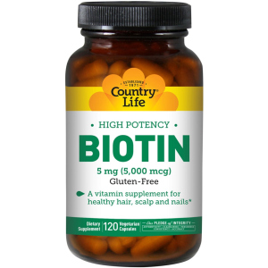 Витамины Country Life High Potency Biotin концентрированный Биотин (В7) 5 мг 120 желатиновых капсул (015794065067) лучшая модель в Николаеве