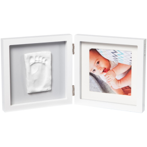 Набор для создания отпечатка ручки и ножки малыша Baby Art Двойная рамка квадратная Бело/серая (3601095200) (3220660304493) в Николаеве