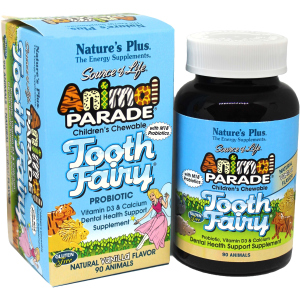Вітаміни Natures Plus Animal Parade Tooth Fairy пробіотик для здоров'я зубів Ваніль 90 жувальних таблеток (97467299481) в Миколаєві