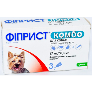 Краплі від бліх та кліщів KRKA Фіприст Комбо на холку 3 піпетки по 0.67 мл для собак масою тіла 2-10 кг (3838989645588) в Миколаєві