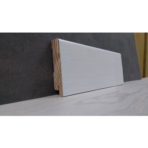 Плінтус дерев'яний шпонований Kluchuk White Plinth Модерн 80х19х2200 Білий KLW03