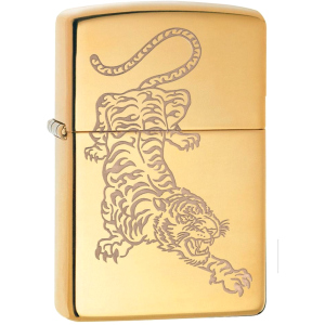 купить Зажигалка Zippo 254B Tattoo Tiger Design Золотистая (Zippo 29884)