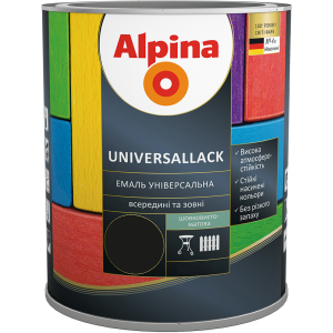 Емаль Alpina Universallack Шовковисто-матова 2.5 л Чорна (948103763) краща модель в Миколаєві