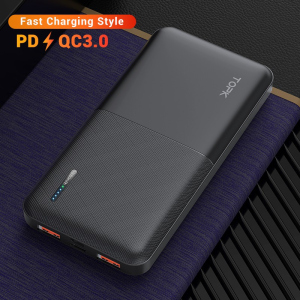 Зарядний пристрій Power Bank TOPK Швидка зарядка QC 3.0 10000 mAh Чорний рейтинг