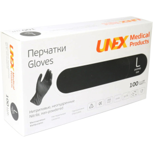 Рукавички нітрилові Unex Medical неопудрені розмір L 100 шт - 50 пар Чорні (4.1002) в Миколаєві