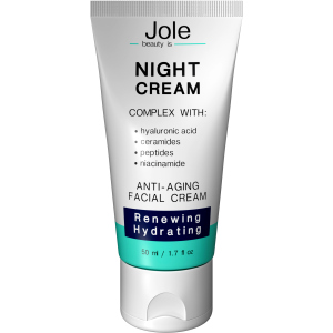 Відновлюючий нічний крем Jole Renuwing Night Cream з гіалуроновою кислотою, комплексом пептидів та керамідів 50 мл (4820243881022) в Миколаєві