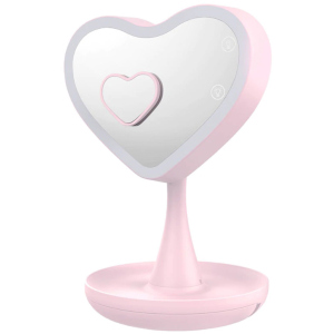 Дзеркало для макіяжу UFT Mirror Heart Pink Серце з підсвічуванням (4820176260086) ТОП в Миколаєві