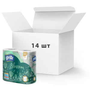 Упаковка туалетного паперу Grite Blossom 150 відривів 3 шари 4 рулони 14 шт (4770023348743) ТОП в Миколаєві