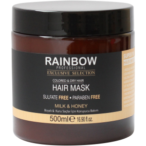 Маска для волосся без сульфатів та парабенів Rainbow Professional Exclusive Hair молоко+мед харчування та зволоження 500 мл (73352) (8697426733524) надійний