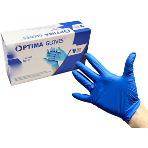 Рукавички медичні нітрилові оглядові Optima Gloves нестерильні неопудрені L 50 пар Сині (52-108) ТОП в Миколаєві