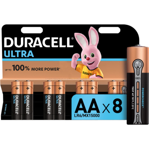 Лужні батареї Duracell Ultra Power AA 1.5В LR6 8 шт (5000394063051) в Миколаєві