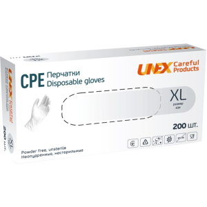 Рукавички одноразові нестерильні, неопудрені CPE Unex Medical Products розмір XL 200 шт. - 100 пар Білі (77-40-2) ТОП в Миколаєві