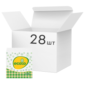 Упаковка салфеток сервировочных Ecolo 1 слой 24х24 см 100 шт Белые 28 пачек (4820202890270) в Николаеве