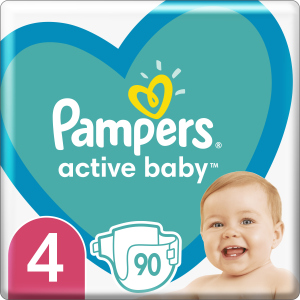 Підгузки Pampers Active Baby Розмір 4 (Maxi) 9-14 кг 90 шт (8001090950376) в Миколаєві