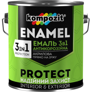 Эмаль антикоррозионная Kompozit 3 в 1 Protect 2.7 л Черная (4820085742291) в Николаеве