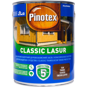 Лазур Pinotex Classic Lasur - матове алкідне просочення для дерева, блакитне, з декоративним ефектом, безбарвне, BC, 3 л (5308843) в Миколаєві