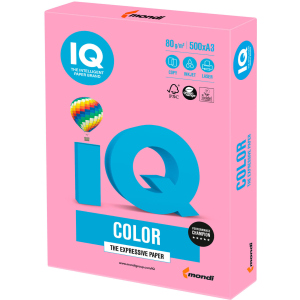 Папір офісний IQ Color PI25 A3 80 г/м2 500 аркушів Рожевий (9003974400273) в Миколаєві