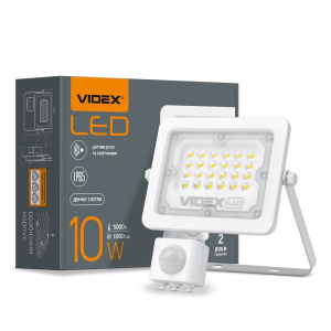 LED прожектор VIDEX F2e 10W 5000K с датчиком движения и освещенности лучшая модель в Николаеве