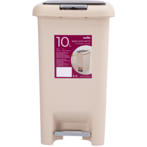 Ведро для мусора MVM с крышкой и педалью BIN-01 10л Бежевое (BIN-01 10L BEIGE) в Николаеве