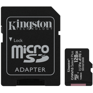 Kingston microSDXC 128GB Canvas Select Plus Class 10 UHS-I U1 V10 A1 + SD-адаптер (SDCS2/128GB) ТОП в Миколаєві