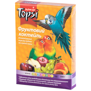 Упаковка корму для дрібних та середніх папуг Topsi Фруктовий коктейль 550 г 16 шт (14820122208220) ТОП в Миколаєві