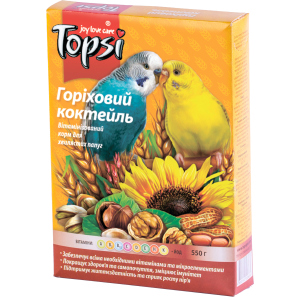 Упаковка корму для дрібних та середніх папуг Topsi Горіховий коктейль 550 г 16 шт (14820122208237) краща модель в Миколаєві