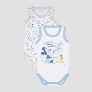 Боді-майка Disney Mickey Mouse MC13888 62-68 см 2 шт Біла з блакитним (8691109721747) краща модель в Миколаєві