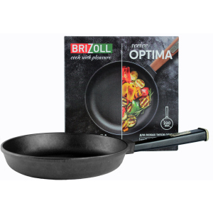 Cковорода Brizoll Optima-Black чавунна з ручкою 220х40 мм (O2240-P1) ТОП в Миколаєві