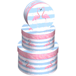 Набір подарункових коробок Ufo Flamingo картонних 3 шт Рожево-блакитних (2247-SY359 Набір 3 шт FLAMINGO к) краща модель в Миколаєві