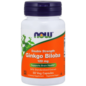 Натуральна добавка Now Foods Гінкго Білоба, Ginkgo Biloba, Double Strength, 120 мг, 50 капсул (733739046826) краща модель в Миколаєві