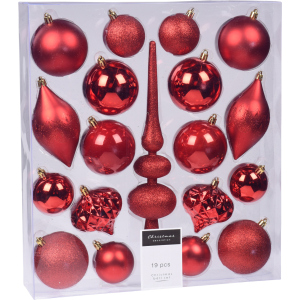 Набор елочных игрушек Christmas Decoration 19 штук Красный (CAN214920) лучшая модель в Николаеве