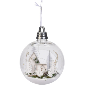 Ялинкова куля Christmas Decoration 20 см з підсвічуванням (CAA115200_білі ялинки) краща модель в Миколаєві