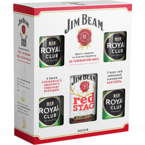 Ликер Jim Beam Red Stag 0.7 л 32.5% + безалкогольный напиток Royal Club Ginger Ale 0.33 л 4 шт (4823093700123)