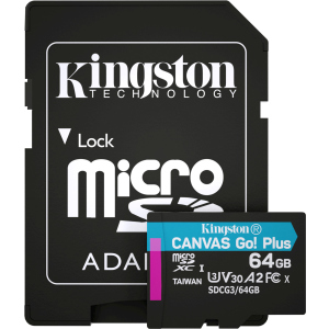 Kingston MicroSDXC 64GB Canvas Go! Plus Class 10 UHS-I U3 V30 A2 + SD-адаптер (SDCG3/64GB) ТОП в Миколаєві