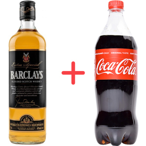 Віскі Barclays Blended 0.7 л 40%+ Безалкогольний напій Coca-Cola 1 л (5010852000900) в Миколаєві