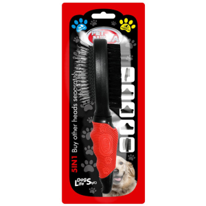 Щетка двухсторонняя Pet Nova для расчёсывания шерсти у собак 22 см (GRO-5IN1-2BRUSH-M) лучшая модель в Николаеве