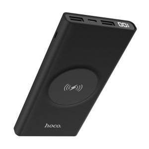 Power Bank HOCO J37 Wisdom с беспроводной зарядкой 10000 mAh Чёрный лучшая модель в Николаеве