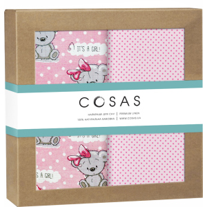 Набор пеленок Cosas Бязь Girl Bear Rose Dots Malina 80 х 100 2 шт (4822052074626) лучшая модель в Николаеве