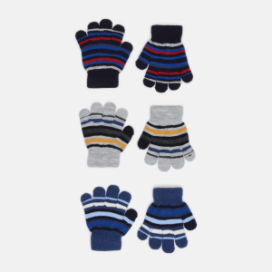 Перчатки YO! R-118/5P/B 12 (3 пары) Синий в полоску/Темно-синий в полоску/Серый в полоску (5903999479688) рейтинг