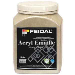 Эмаль декоративная Feidal Acryl Emaille с металлическим перламутровым блеском 0.8 л Серебро (4820232441909) лучшая модель в Николаеве