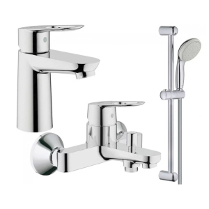 Набор смесителей для умывальника, ванны и душевая стойка S-Size Grohe BauLoop 123214S