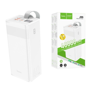 Павербанк Hoco 40000 mAh Quick Charge 2xUSB/1xType-C, PD/QC, 3A/22.5W для iPhone, Android, Xiaomi, Samsung, Huawei white