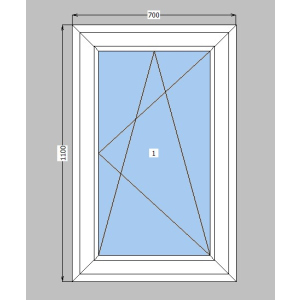 купить Окно металлопластиковое Rehau Euro 60 mm 1-створчатое поворотно-откидное, фурнитура Siegenia, 700х1100 мм, белое