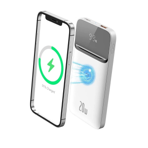 Павербанк Baseus Magnetic wireless Quick Charge 10000mAh 20W для iPhone 12-13|12-13 Pro|Max|Watch| AirPods| iPad| Samsung| Xiaomi| Huawei| Lenovo| Oppo White лучшая модель в Николаеве