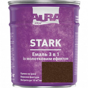 Молотковая эмаль Aura® Stark 3 в 1 темно-коричневый №88 глянец 0.7 кг в Николаеве