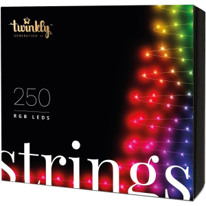 Світлодіодна Smart LED гірлянда Twinkly Strings RGB 250, BT+WiFi, Gen II, кабель IP44 чорний (TWS250STP-BEU) краща модель в Миколаєві