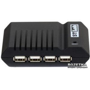 USB USB 2.0 4-х портовий Хаб з блоком живлення STLab (U-181 Black) в Миколаєві