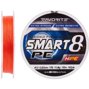 Шнур Favorite Smart PE 8x 150 м # 1.5/0.202 мм 11.4 кг Червоно-жовтогарячий (16931084) ТОП в Миколаєві